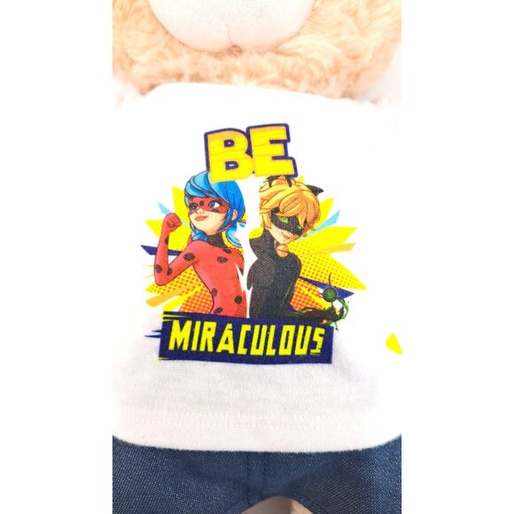Build-A-Bear Happy Hugs Bear Be Miraculous Shirt Denim Skirt Ladybug Cat Noir - Picture 7 of 10